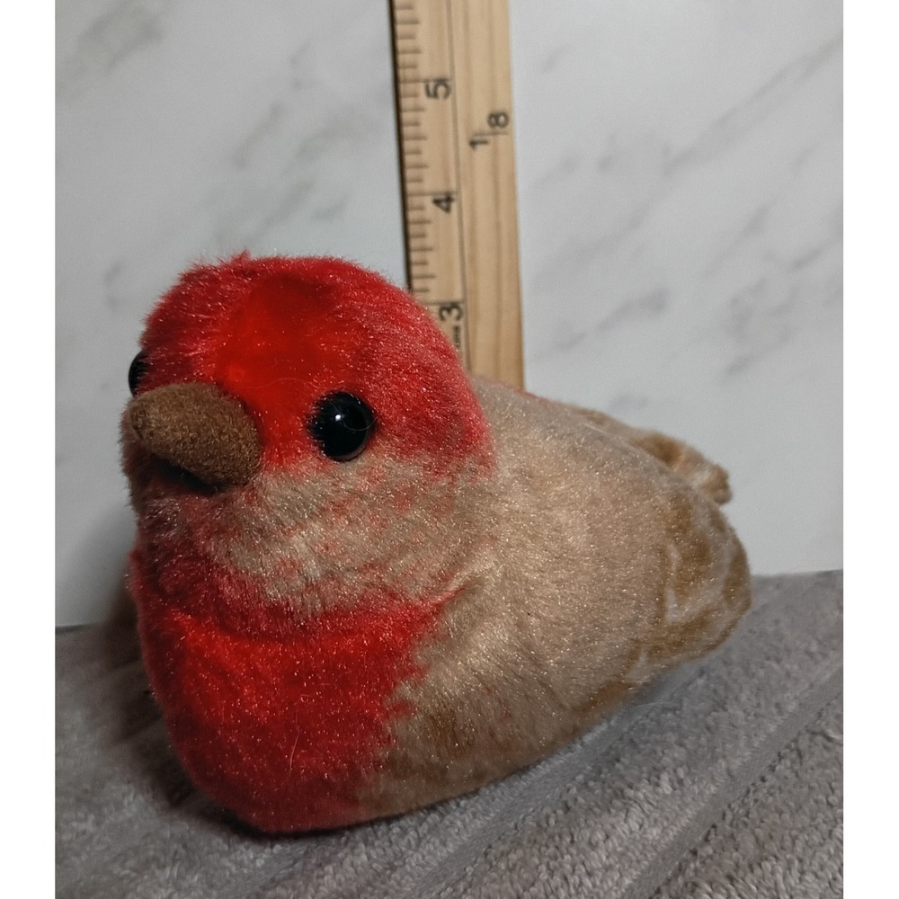 Wild Republic Audubon Bird House Finch Red Brown Plush Stuffed Animal Toy 5 inch